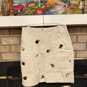 Christopher & Banks Cream Skirt with Floral Embroidery